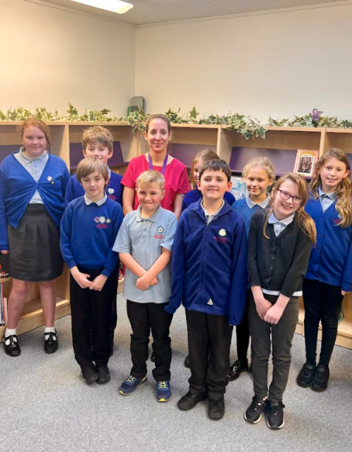 Miss Richardson with pupils at St Mary's Junior Academy