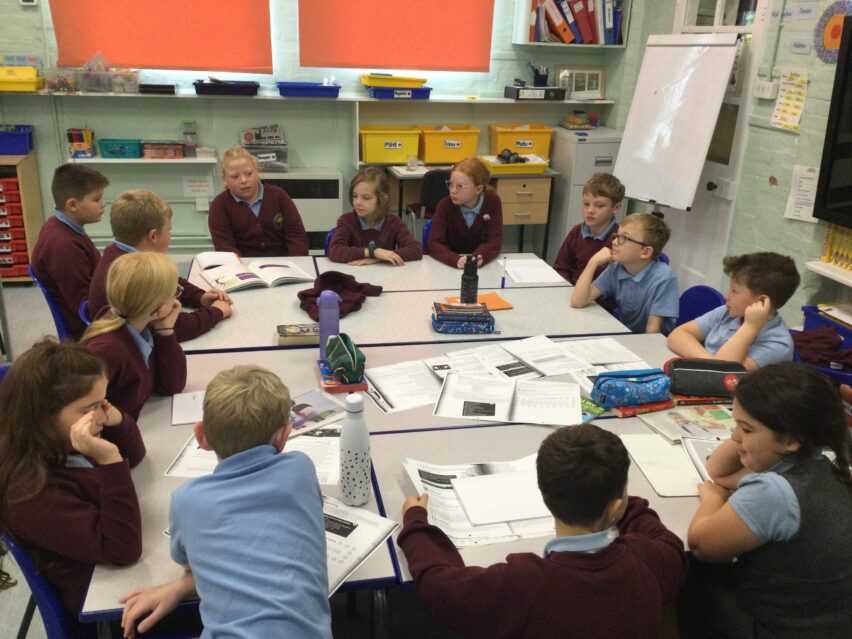 Year 6 pupils planning a Collective Worship