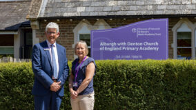 Headteacher Leigh Goodhew pictured with St Benet's CEO, Richard Cranmer