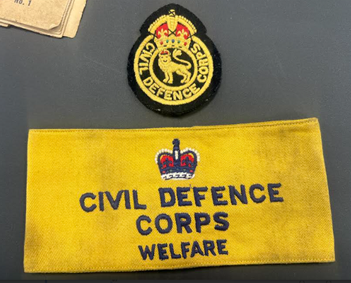 A Civil Defence Corps insignia worn by a great grandparent of a St Mary's pupil