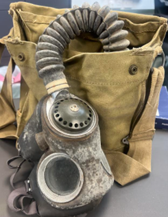 A WW2 gas mask brought into St Mary's Junior Academy