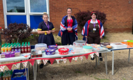 Adults supervising the VE Day picnic for children at St Mary's