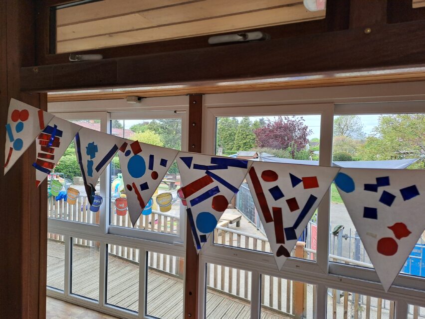Bunting made by children in Dickleburgh Pre-School